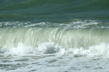 Sıçrayan dalgalar ile sahil manzarası