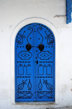 tradition mediterranean blue wooden door clipart