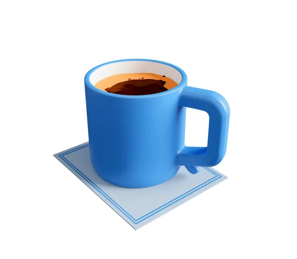 Tasse Bleue Café Rendu Illustration — Photo