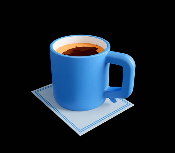 Blå Kopp Kaffe Render Illustration Stockfoto