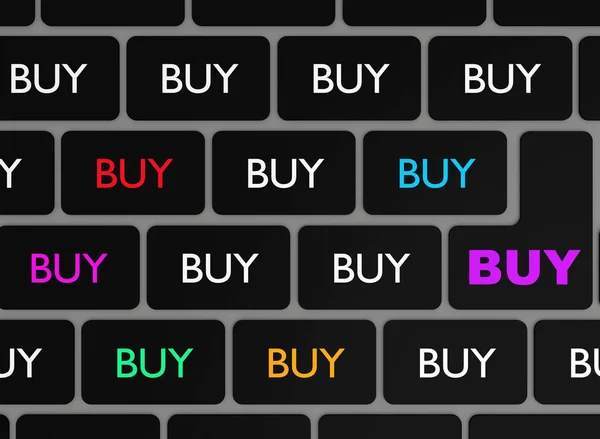 Online Shopping Koncept Keyboard Shopaholic Render Illustration Stockbild