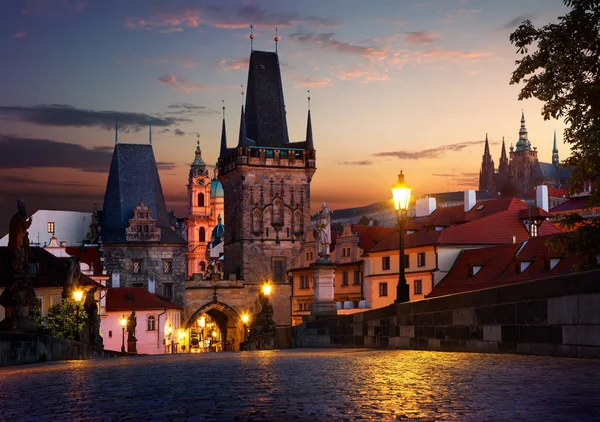 Blick Auf Den Turm Der Kleinseite Der Karlsbrücke Prag — Stockfoto