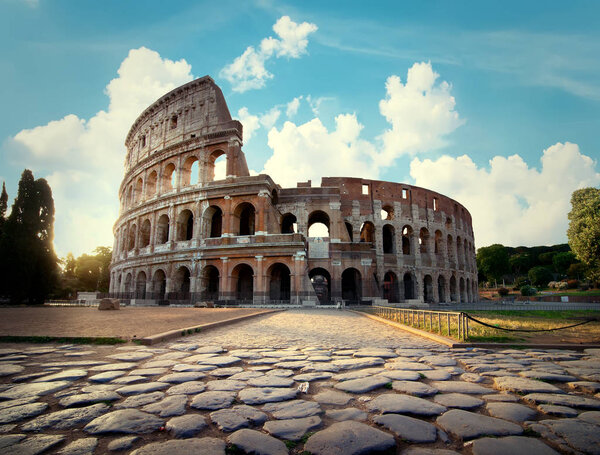 Ancient Colosseum in Rome in the afternoon