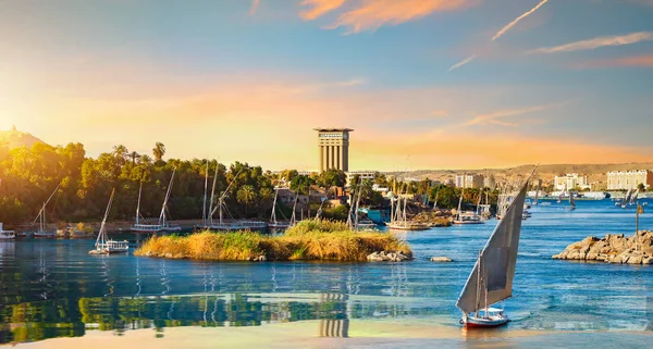 Segel båtar i Aswan — Stockfoto