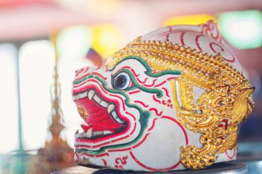 Kafa, Hanuman Khon-Thai klasik bale tuğla duvar, Tayland maskeli. Ramayana hikaye, güzel güzel sanatlar maskesi Hua Khon