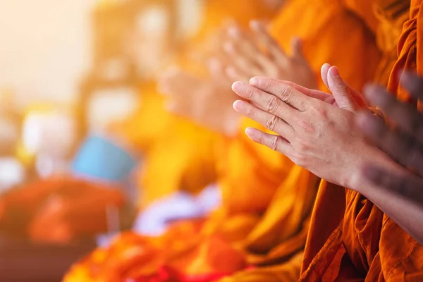 Asia Sudorientale Preghi Monaci Cerimonia Buddista Thailandia — Foto Stock