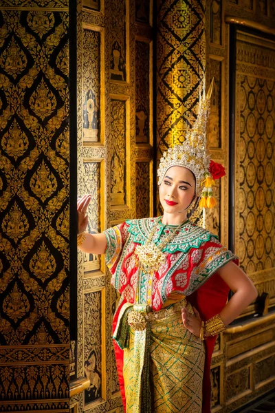 Art culture Thailand Dancing in masked khon in literature ramaya — Stock Photo, Image