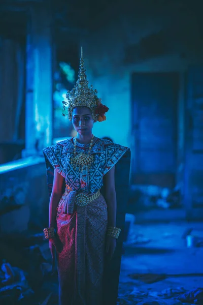 Antiguo Fantasma Tailandés Traje Tradicional Que Aparecen Historia Mujer Con — Foto de Stock