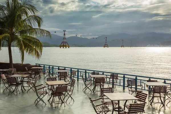 Кафе Столиками Фоне Моря Вьетнаме — стоковое фото