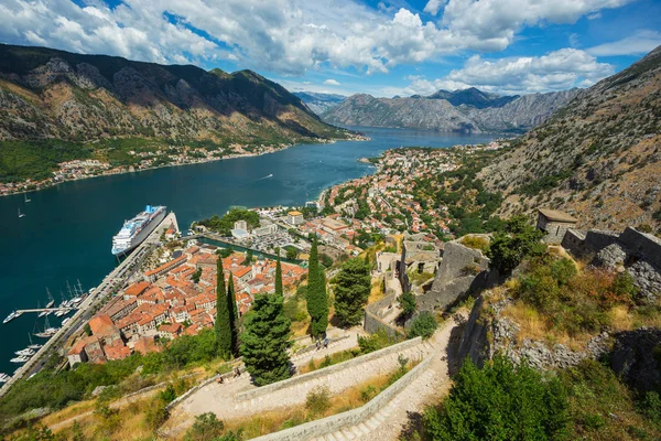Montenegro July 2017 Top View Bay Kotor Old Town Europe — Stock Photo, Image