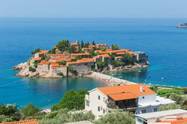 Karadağ. 2 Ağustos 2017. Sveti Stefan Adası. Avrupa. Karadağ
