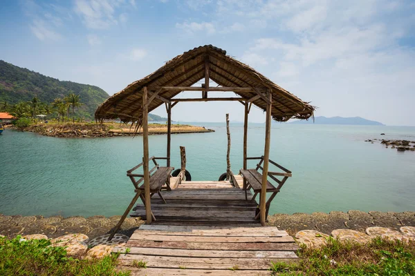 Wunderschön Dekorierter Romantischer Hochzeitstisch Tropischen Strand Thailand — Stockfoto