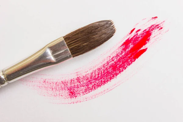 Tintas Pincéis Coloridos Para Pintura Sobre Tela Papel — Fotografia de Stock