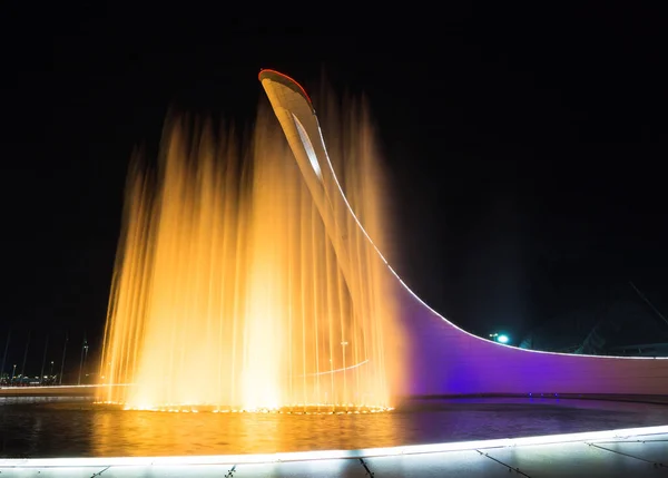 Sochi Rusia Iunie 2016 Bowl Olympic Flame Firebird Cântând Fântâna — Fotografie, imagine de stoc