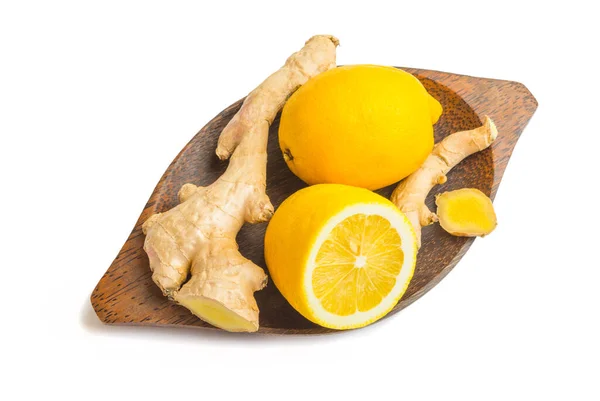 Ginger Lemon Isolated White Background — Stock Photo, Image