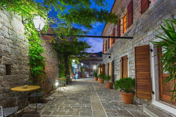 Černá Hora Července2017 Úzké Ulice Starého Večera Budva Černé Hoře — Stock fotografie