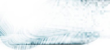 eğri çizgiler farklı tonları, renk tonları ve gölgeler beyaz ve bulanık açık mavi renkli Tarih içinde. Soyut hareket kavramı yatay arka plan afiş.