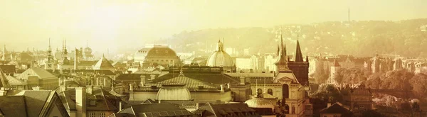 Panoramatický Pohled Zlaté Prahy Ráno Historické Moderní Krásné Město Bohatou — Stock fotografie