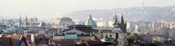 Vista Panoramica Praga Mattino Storica Moderna Una Bella Città Con Immagine Stock