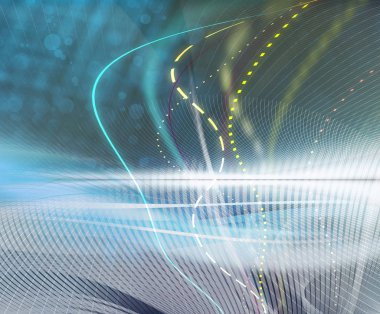 Soyut hareket satırlarını ve bulanık yatay atmosferik alan arka plan dalga şekilleri kavisli. Değişen satır sesleri, renkleri ve tonları. Zıt bulanık renk değerleri.