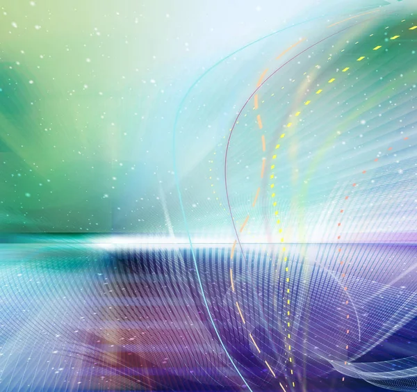 Soyut hareket satırlarını ve bulanık yatay atmosferik alan arka plan dalga şekilleri kavisli. Değişen satır sesleri, renkleri ve tonları. Zıt bulanık renk değerleri.