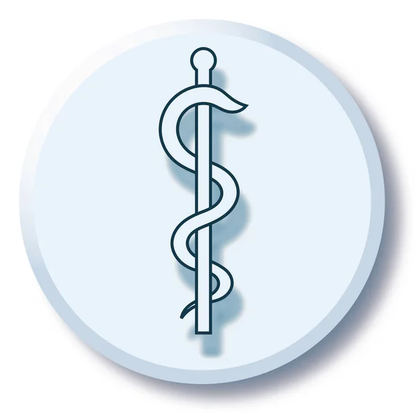Umrisse Medizinischer Zeichen Auf Hellblauem Knopfhintergrund Gesundheit Gesundheit Emblem Medizin — Stockfoto