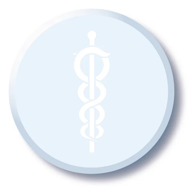 Esquema Señal Médica Sobre Fondo Botón Azul Claro Salud Salud — Foto de Stock