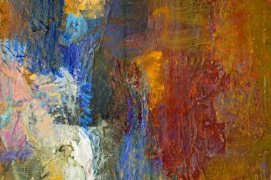 Kalın, renkli ve opak akrilik ve yağlı boya dokular. El yapımı, palet bıçağı ve fırça sanat eseri.