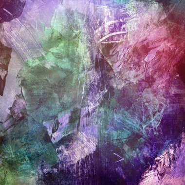 Mavi dokulu tonları ve şekillerle tuval yapısı üzerine karışık teknik