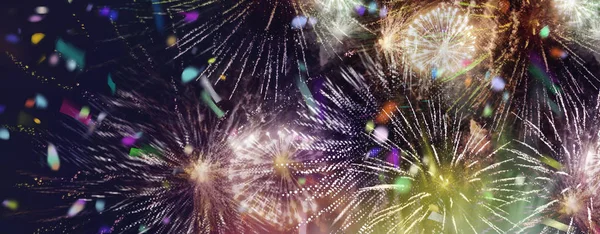 Sterne Und Lichter Muster Von Hell Funkelnden Bunten Feuerwerk Mit — Stockfoto