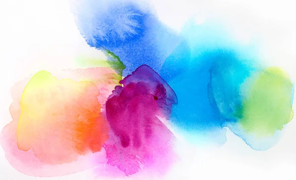 Regenbogenfarbene Aquarellfarben und Texturen auf weißem Papier — Stockfoto