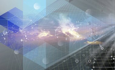 Farklı dokulu arka plan afişlerinde resimli fütüristik teknoloji. Pleksus soyutlaması. Yenilik geliştirme konsepti. Takım çalışması süreçleri. Ağ, şirket, güç; akış; elektrik; avantaj, iş, pleksus, düğümler, organizasyon, strateji, 