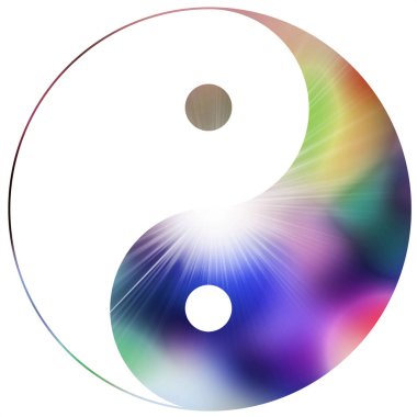 Yin ve Yang işaretinin şekilleri. Uyum ve dengenin sembolü. Dekoratif konsept grafikleri, izole.