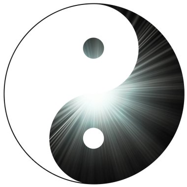 Yin ve Yang işaretinin şekilleri. Uyum ve dengenin sembolü. Dekoratif konsept grafikleri, izole.