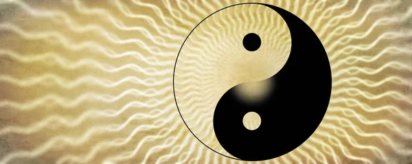 Kruhy Čáry Vlnění Vzor Tvary Znamení Jin Jang Symbol Harmonie — Stock fotografie