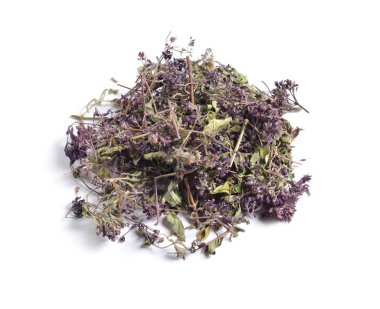Şifalı otlar hammadde beyaz izole kurumuş. Origanum.