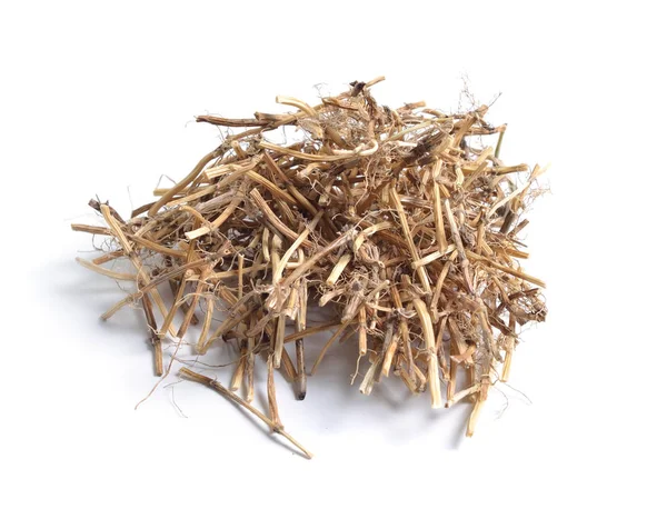 Dried Medicinal Herbs Raw Materials Isolated White Root Elytrigia — Stock Photo, Image