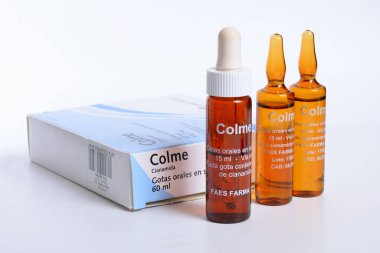 Kiev, Ukrayna. 01.11.2018. Colme - alkol bağımlılığı tedavisi için bir ilaç. Cyanamide içerir. İspanya'da, Faes Farma yapılan.