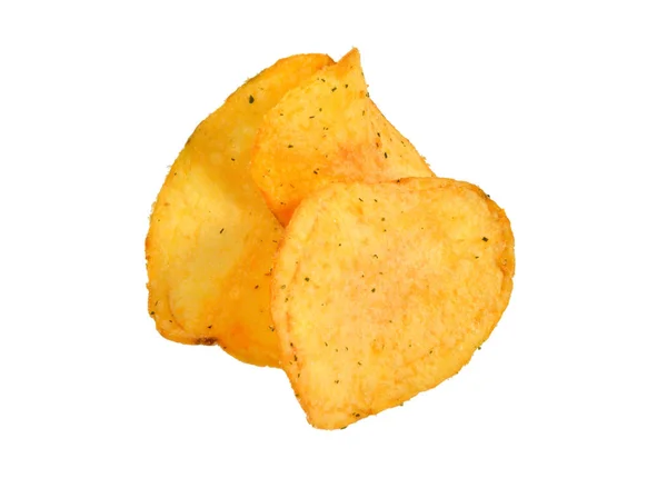 Potato Chips Close Isolated White Background Full Depth Field — Stock Photo, Image