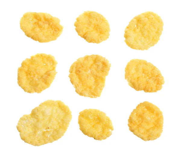 Corn Flakes Isolated Set White Background — Stock Photo, Image