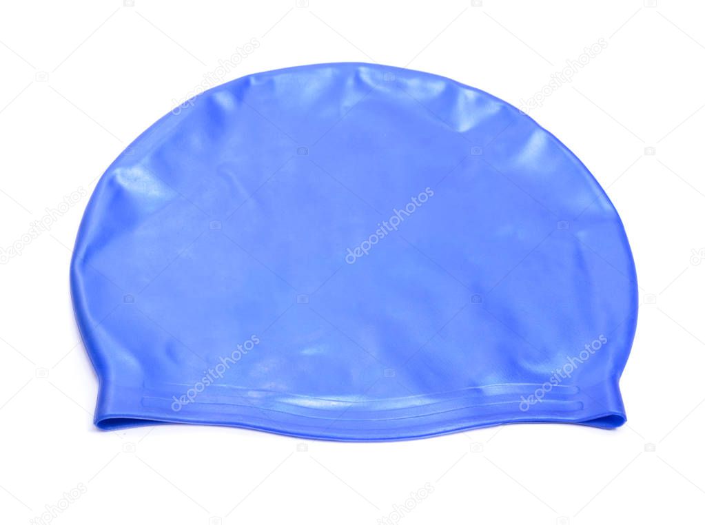 A swimming cap, swim cap or bathing cap isolated on white.