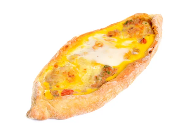 Traditional Tortilla Pide with meat and egg. Isolated on white background — Stock Photo, Image