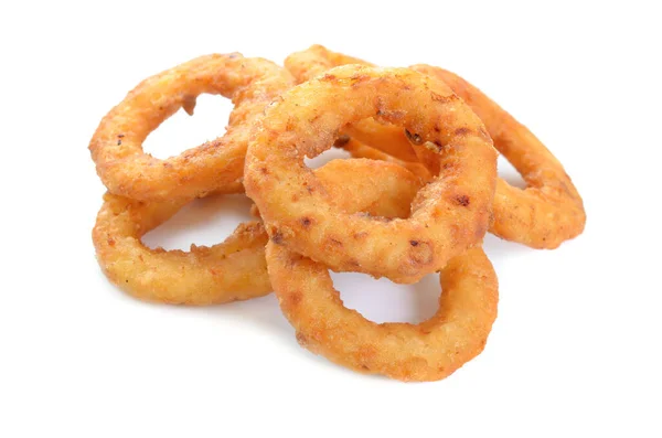 Fried onion rings. Isolated on white background — Stock Photo, Image