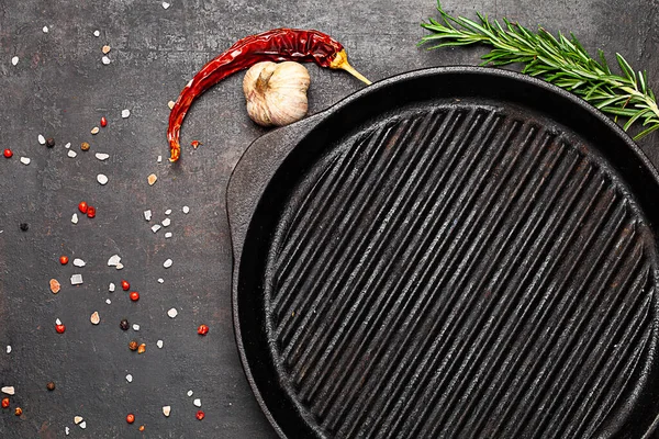 Grill Pan Species Old Table — Stock Photo, Image