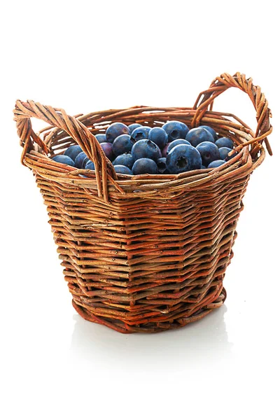 Watted Basket Blueberry Isolated White Background — Stock Photo, Image