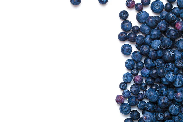 Top View Heap Blueberries Isolated White Background — Stock Photo, Image