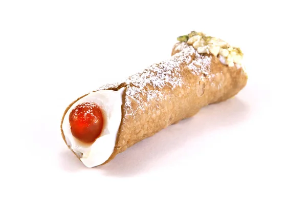 Sicilian Cannolo Typical Original Traditional Sweetie Symbol Sicily Italy Isolated — Stock Photo, Image