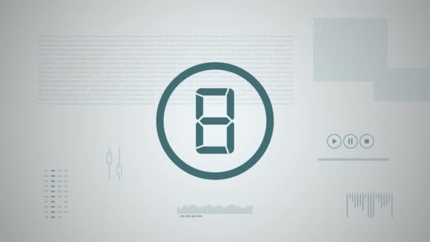 Countdown Flat Motiongraphics Animation Digital Technological Elements Resolution White Background — Stock Video