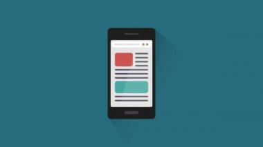 Düz hareket grafik 4k animasyon Smartphone o fotoğraf çekimi ve tarama Qr code ilgili web sayfasının açılması için