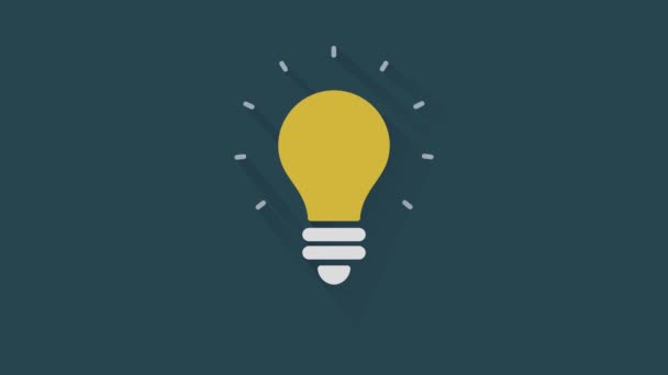 Loop Animated Light Bulb Icon Motion Graphics Flat Animation Long — Stock Video